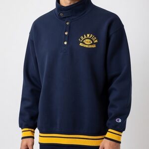 Champion Navy Pullover with Yellow Accents